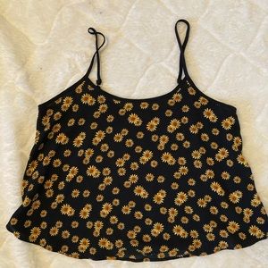 Black flowy tank top with yellow flowers